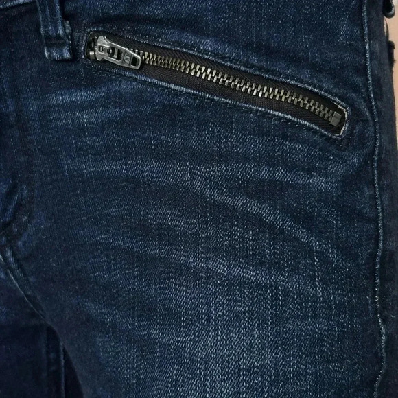 Rag&Bone Moto Style Ankle Zip Skinny Stretch Low Rise Dark Blue Denim Jeans - Picture 6 of 10